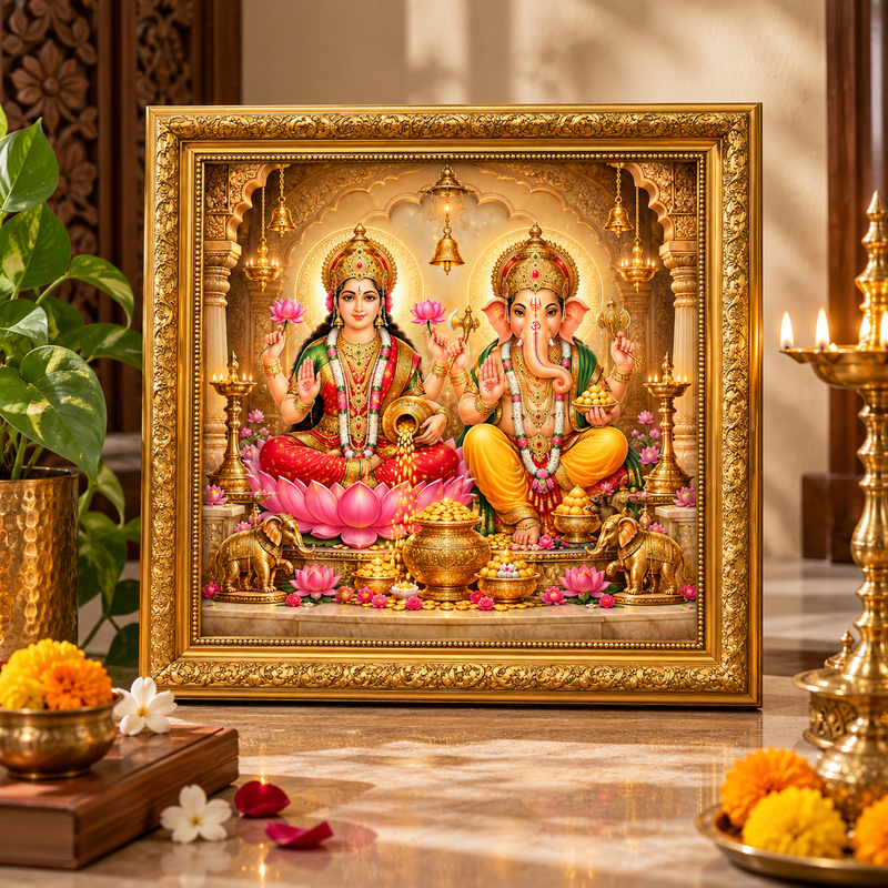 Lakshmi–Ganesh Divine Wall Frame